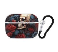 for AirPods Pro Case Cover Skull Image Poster AirPods Pro 2/Pro Case Accessories with Keychain Front LED Visible Supports Wired Or Wireless Charging