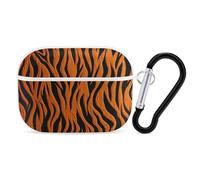 for AirPods Pro Case Cover Tiger Stripes Orange AirPods Pro 2/Pro Case Accessories with Keychain Front LED Visible Supports Wired Or Wireless Charging