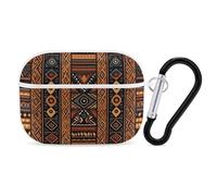 for AirPods Pro Case Cover Traditional African Design Pattern AirPods Pro 2/Pro Case Accessories with Keychain Front LED Visible Supports Wired Or Wireless Charging