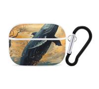 for AirPods Pro Case Cover Whale Poster AirPods Pro 2/Pro Case Accessories with Keychain Front LED Visible Supports Wired Or Wireless Charging