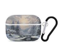 for AirPods Pro Case Cover Winter Snow Scene AirPods Pro 2/Pro Case Accessories with Keychain Front LED Visible Supports Wired Or Wireless Charging