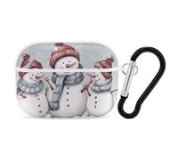 for AirPods Pro Case Cover Winter Snowman AirPods Pro 2/Pro Case Accessories with Keychain Front LED Visible Supports Wired Or Wireless Charging