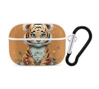 for AirPods Pro Case Cover Year of The Tiger Funny Tiger AirPods Pro 2/Pro Case Accessories with Keychain Front LED Visible Supports Wired Or Wireless Charging
