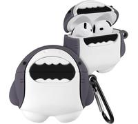 for AirPods Pro Cover,Cute 3D Cartoon Luxury Trendy Cute Fancy Funny Aesthetic for Girls Boys Men Teen Kids, Soft Silicone Fashion Character Skin Shark Cases (Shark, Airpods 4)