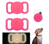 For Airtag Dog Collar - Waterproof Tracker Holder Protective Case for Pet Collar Compatible with Airtag, Protective Holder GPS Tracking Finder for Pet (Pink (Glow in Dark))