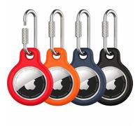 for AirTag Holder - 4 Pack for Apple Tags 1st & 2nd Generation [Screw Lock Carabiner] [Waterproof & Lightweight Cover] for Pets, Keys, Luggage, Backpacks (Black, Red, Orange, Blue)