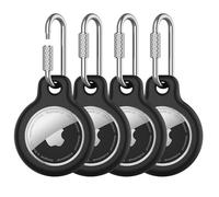 for AirTag Holder - 4 Pack for Apple Tags Case [Screw Lock Carabiner] [Waterproof & Lightweight Cover] for Pets, Keys, Luggage, Backpacks, Travel Accessories (4 Black)