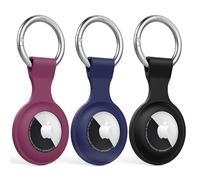 for AirTag Holder Case- Silicone Case for AirTag Keyring for Keys, Bags, Luggage, Pet Collars - Anti-Lost and Scratch-Resistant Design for Apple Air Tags 2021 (Black/Navy Blue/Rose Red)