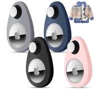 for Airtag Holder for Kids Hidden,GPS Tracker Case, Anti-Removal Airtag Silicone Case with Pins, Suitable for Children, Elderly, Pets, Backpack, Luggage (Black,Navy Blue,Pink,Gray, 4 Pack)