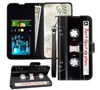 for Alcatel TCL 30 Z T602DL Wallet Case with RFID Blocking Card Slot Leather Cover for TCL 30Z with Wristlet Strap Kickstand Phone Case for TCL 30Z/TCL 30LE, Cassette Tape Don't Touch My Phone
