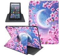 for All-New Amazon Fire HD 8 & 8 Plus Tablet Case (12th/10th Generation, 2024/2022/2020), 360 Degree Rotating Folio Stand Smart Cover with Auto Wake/Sleep, Crescent Moon