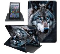 for All-New Amazon Fire HD 8 & 8 Plus Tablet Case (12th/10th Generation, 2024/2022/2020), 360 Degree Rotating Folio Stand Smart Cover with Auto Wake/Sleep, Wolf's Gaze