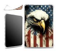 for All-New Kindle Fire 7 Tablet 12th Generation (2022 Release) Case, Slim Soft Silicone Lightweight Clear Military-Grade Corners Shock Absorbent Case, Eagle American Flag