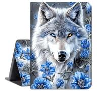 for All-New Kindle Fire 7 Tablet Case (12th Gen, 2022 Release),Slim Lightweight Smart Shell Stand Cover with Auto Wake/Sleep Case for 2022 Kindle Fire 7,White Rose Wolf
