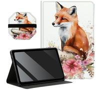 for All-New Kindle Fire HD 10 & Fire HD 10 Plus (10.1", 11th Gen, 2021 Release), Slim PU Leather Multi-Angle Stand Smart Cover with Auto Wake/Sleep Plus 1 Screen Clean Pad, Fox Florals