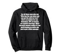 For all those men who say Why buy the cow when you can get Pullover Hoodie