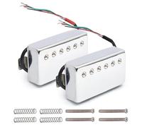 For Aln-ico 5 Humbucker Guitar Pickup 4 Coil Cable 7.5k/15k Coil Splitting Pickup for LP Electric Guitar Chrome(Neck and Bridge)