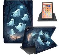 for Amazon Fire HD 10 & HD 10 Plus Tablet Case (11th Gen, 2021 Release), 360° Rotating PU Leather Stand Cover with Auto Sleep/Wake, Multi-Angle Viewing, Group of Ghosts