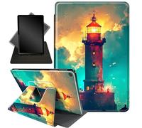 for Amazon Fire HD 10 Tablet (2017 and 2019 Releases,with 7th and 9th Generations) Case,360 Degree Rotating Stand Smart Protective Cover Case,for New Fire HD 10 10.1 inch,Lighthouse