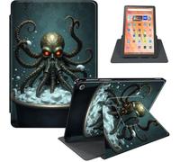 for Amazon Fire HD 10 Tablet Case (13th Gen, 2023 Release), 360° Rotating PU Leather Stand Cover with Auto Sleep/Wake, Multi-Angle Viewing, Shockproof TPU Back Shell, Kraken