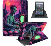 for Amazon Fire HD 8 & 8 Plus Tablet Case (12th/10th Generation, 2024/2022/2020), 360° Rotating PU Leather Stand Cover with Auto Sleep/Wake, Multi-Angle Viewing, Zombie Gamer