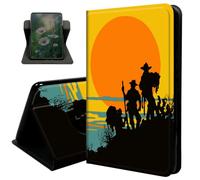 for Amazon Kindle Fire 7 (9th/7th/5th Generation, 2019/2017/2015 Release) 7" Tablet Case, with Auto Sleep/Wake 360 Degree Rotating Swivel Adjustable Stand Cover,Sun/Mountain Scenery