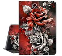 for Amazon Kindle Fire 7 case 2019/2017 Release 9th/7th Generation,Slim Lightweight Smart Shell Stand Cover with Auto Wake/Sleep for Amazon fire 7 Tablet 9th/7th Generation,Red and White Roses