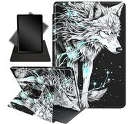 for Amazon Kindle Fire Max 11 Case (13th Generation, 2023 Release) 11",Mxfdegf 360 Degree Swiveling Stand Protective Cover with Auto Sleep/Wake,for All-New Fire 11 Max Tablet,Wolf Glowing Eyes Dark