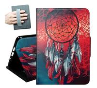 for Amazon Kindle Fire Max 11 Case (13th Generation, 2023 Release) 11" with Hand Straps and Auto Wake/Sleep PU Leather Slim Multiple Angles Stand Smart Cover,Dream Catcher Red Feathers