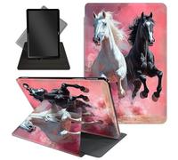 for Amazon Kindle Fire Max 11 Case (2023 Release 13th Generation),360 Degree Rotating Stand Protective Cover with Auto Up/Sleep Feature for Kindle Fire Max 11 Tablet,Running White and Black Horse