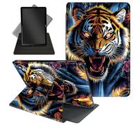 for Amazon Kindle Fire Max 11 Case (2023 Release 13th Generation),360 Degree Rotating Stand Protective Cover with Auto Up/Sleep Feature for Kindle Fire Max 11 Tablet,Roaring Tiger and Flowers