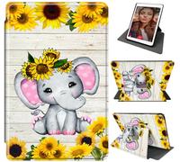 for Amazon Kindle Fire Max 11 Tablet (13th Gen, 2023 Release) 11", Rugged Durable PU Leather Fire Max 11 Case with 360°Rotating Stand & Auto Sleep/Wake for Fire Max 11 Tablet Case,Sunflower Elephant
