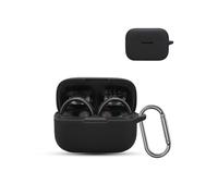 for Anker soundcore AeroClip Wireless Earbuds,daunke Soft Silicone Protective Cover,Skin Case with Carabiner,Full Protection,Black