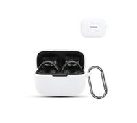 for Anker soundcore AeroClip Wireless Earbuds,daunke Soft Silicone Protective Cover,Skin Case with Carabiner,Full Protection,White