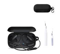 for Anker Soundcore AeroFit 2 Pro Case Cover,NOUKAJU Earphone Protective Cover(with Carabiner + Lanyard + Cleaning Pen) Drop-Proof,Scratch-Proof,Shock-Proof,Case for Soundcore AeroFit 2 Pro(Black)