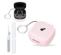 for Anker Soundcore P31i Case Cover, Silicone Anti-Slip Anti-Scratch Protective Cover, Compatible with Anker Soundcore P31i Charging Case with Rope-Attached Round Buckle(Pink)