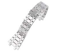 for AP Royal Oak Fine Steel Watch Band 15400/26331/15500 Men Watch Chain 26mm 28mm Watch Band Accessories (Color : Silver, Size : 28mm)