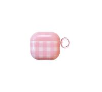 for Apple Airpods 4 Case with Keychain,Aesthetic Pink Checkered Airpods 4th Generation (2024) Protective Cover,Compatible with MagSafe,Gift for Girl Men Women - Pink White Grids