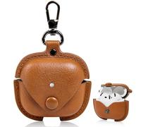 for Apple Airpods 4th Generation(2024), Elegant Retro-Style PU Leather Case Cover with Keychain, Supports Wireless Charging, Features Front LED Visibility for Easy Status Check (Brown)