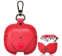 for Apple Airpods 4th Generation(2024), Elegant Retro-Style PU Leather Case Cover with Keychain, Supports Wireless Charging, Features Front LED Visibility for Easy Status Check (Red)