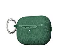 For Apple Airpods Pro 2nd Gen 2022 Shockproof Leather with Carabiner Case Cover,TPU Litchi Texture AirPods Pro 2 Charging Case LED Visible (Green)