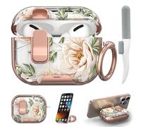for Apple AirPods Pro 3 Case 2025 with Safety Lock & Phone Stand, Nude Rose | Magsafe Compatible,Drop Protection,Two-Piece Design, Clear TPU for Airpod Pro 3rd Generation Case with Keychain & Cleaner Kit