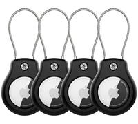 For Apple AirTag Holder 4 Pack, Waterproof Wire Lock Airtag Keyring,Ultra Secure Air tag Holder for Luggage, Key Ring Key Chain Luggage tag Backpack& More