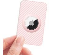 for Apple Airtags Wallet Holder 1 Pack, Ultra Thin Insert Card Case for Apple Air Tag, Carbon Fiber Airtags Card Holder for Purse, Backpack Wallet, Handbag, Clutch Bag - Black (A0-Pink 1 Pack)