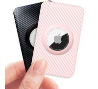 for Apple Airtags Wallet Holder 2 Pack, Ultra Thin Insert Card Case for Apple Air Tag, Carbon Fiber Airtags Card Holder for Purse, Backpack Wallet, Handbag, Clutch Bag - Black +Pink