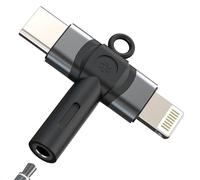 for Apple Headphone Adaptor Lightning USB C 3.5mm Jack Adapter Audio Aux for iPhone 17 16 15 14 Pro Max Compatible with Samsung S26 for iPad Type C Digital Earphone Cable Microphone Connector Splitter