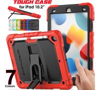 ArmourSHIELD Case For Apple iPad 10.2" 2021/2020/2019 [9th/8th/7th Generation] Full Body HEAVY DUTY Shockproof Case with Folding Stand, Screen Protector & Pencil Holder, Kids Schools Work Case, Red