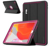 TECHGEAR D-FENCE Design For Apple iPad 10.2" 2021/2020 / 2019 9th, 8th, 7th Generation, Slim Shockproof Tough Rugged Protective Armour Smart Case + Stand, Schools Builders Workman Kids Case [Rose]