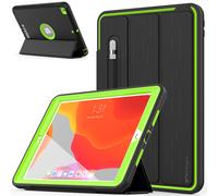 TECHGEAR D-FENCE Design For Apple iPad 10.2" 2021/2020 / 2019 9th, 8th, 7th Generation, Slim Shockproof Tough Rugged Protective Armour Smart Case + Stand, Schools Builders Workman Kids Case [Green]