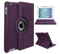 For Apple iPad Air 2/2nd Generation 2014 A1566 A1567 360 Degree Swivel Stand Smart Protective Cover(Purple)